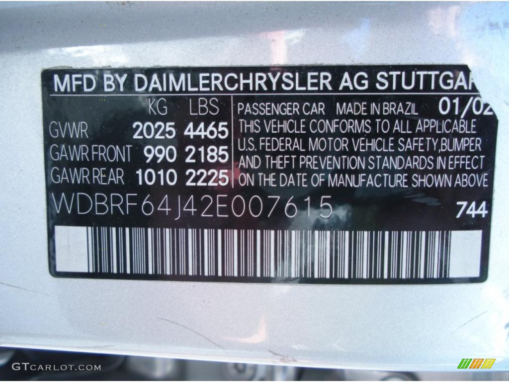 2002 Mercedes-Benz C 320 Sedan Color Code Photos