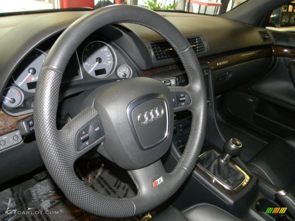 2007 Audi S4 4.2 quattro Sedan Ebony Steering Wheel Photo #49541795