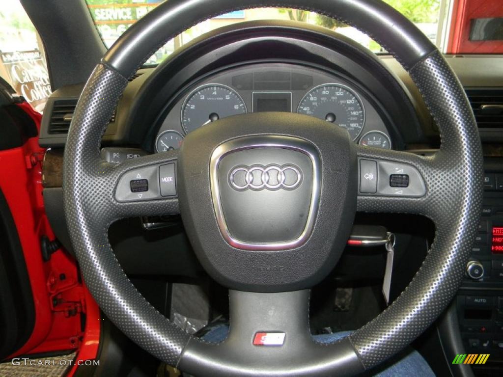 2007 Audi S4 4.2 quattro Sedan Ebony Steering Wheel Photo #49541828