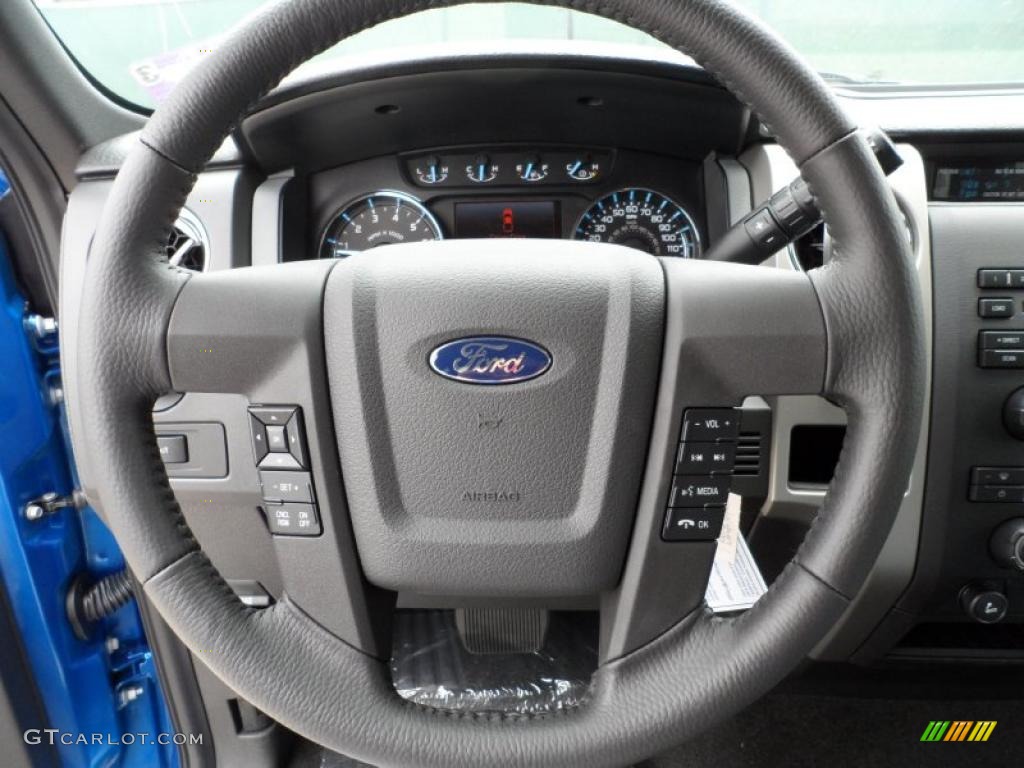 2011 Ford F150 XLT SuperCab Steel Gray Steering Wheel Photo #49542947