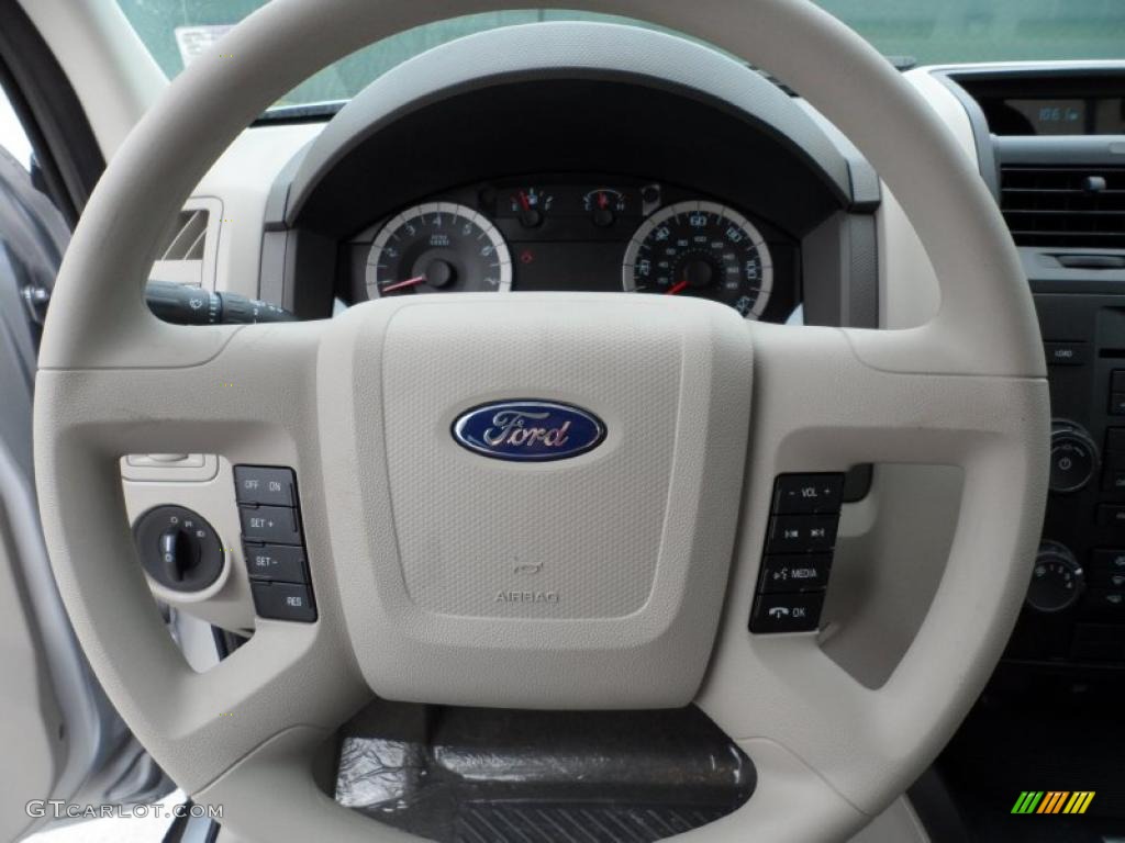 2011 Ford Escape XLS Stone Steering Wheel Photo #49545173
