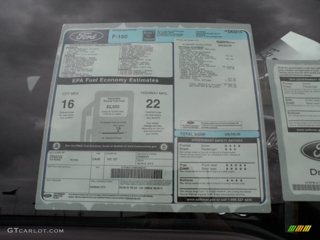 2011 Ford F150 FX2 SuperCrew Window Sticker Photo #49546211