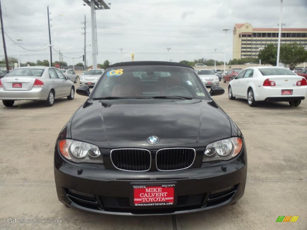 2008 1 Series 128i Convertible - Black Sapphire Metallic / Coral Red photo #2