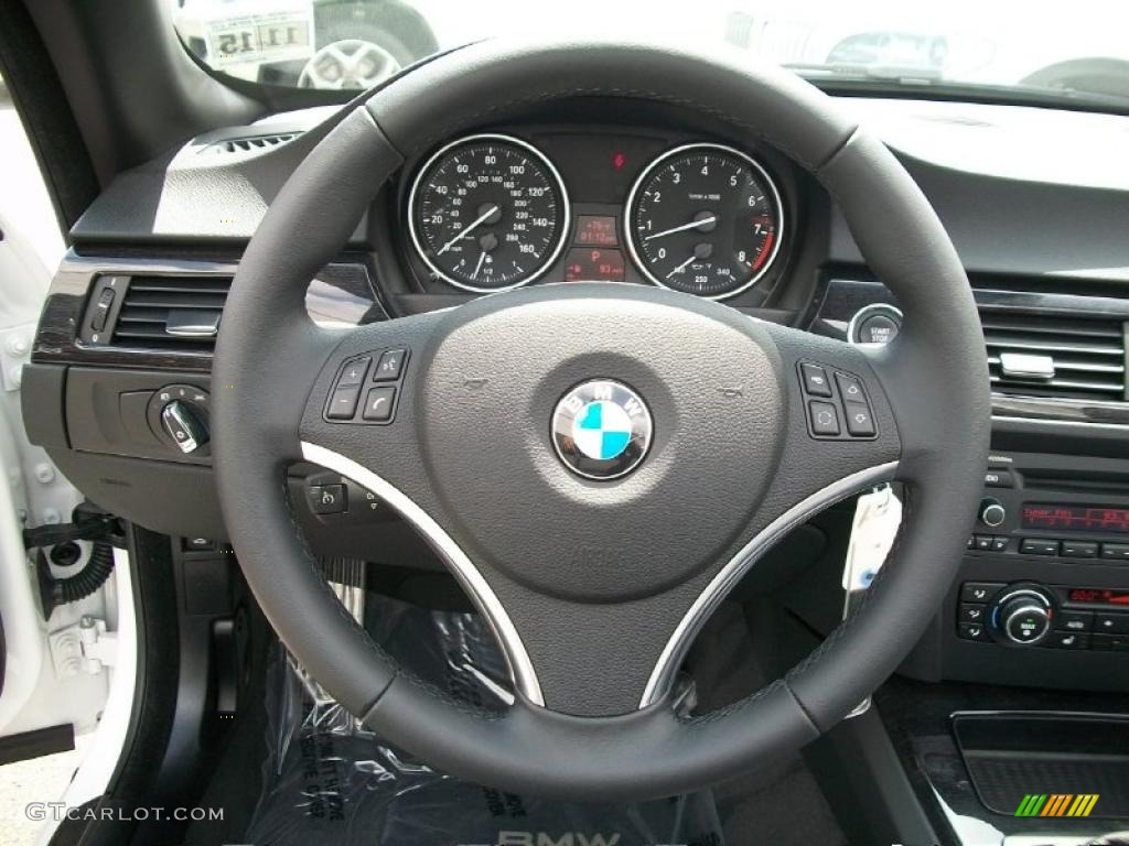 2011 BMW 3 Series 328i Convertible Black Steering Wheel Photo #49548329