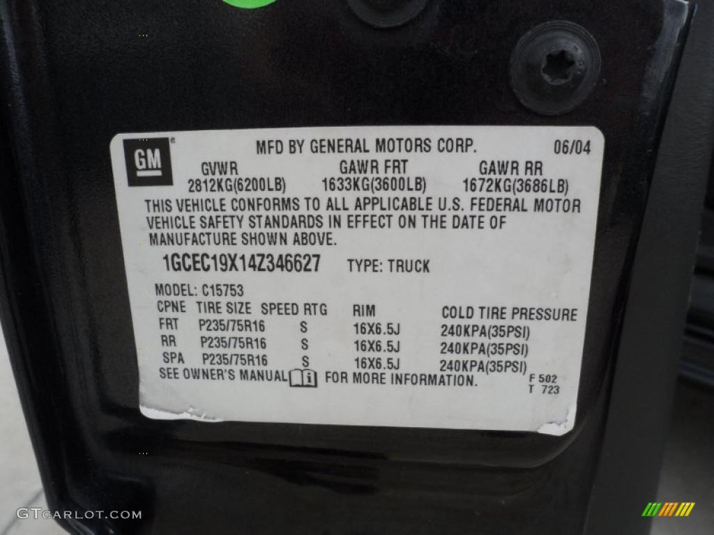 2004 Chevrolet Silverado 1500 LS Extended Cab Info Tag Photo #49551143