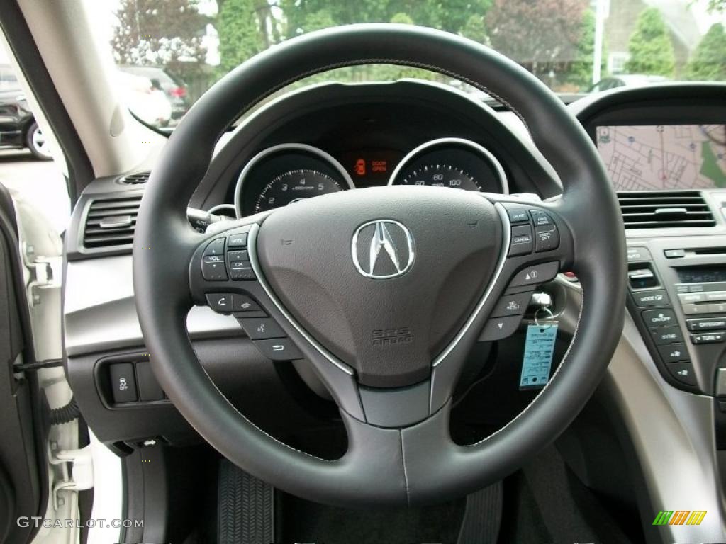2010 Acura TL 3.7 SH-AWD Technology Ebony Steering Wheel Photo #49553072