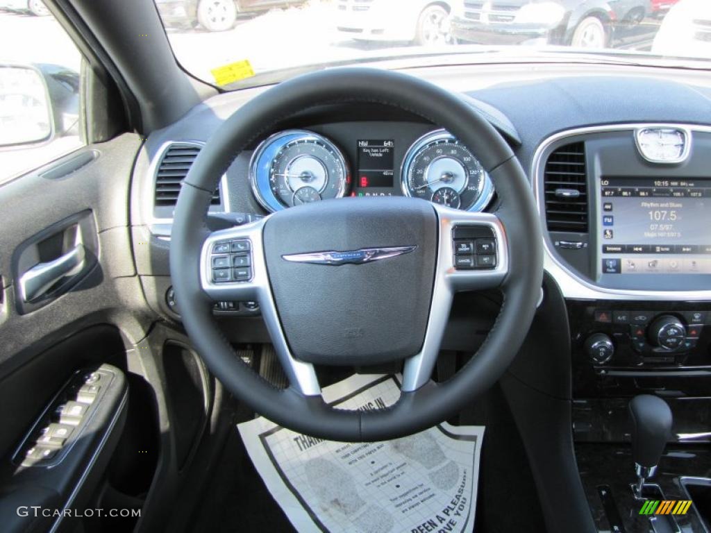 2011 Chrysler 300 Standard 300 Model Black Steering Wheel Photo #49556066