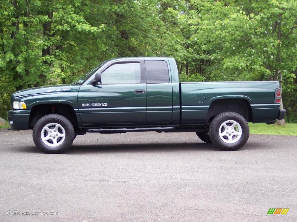 2001 Ram 1500 SLT Club Cab 4x4 - Forest Green Pearl / Agate photo #3