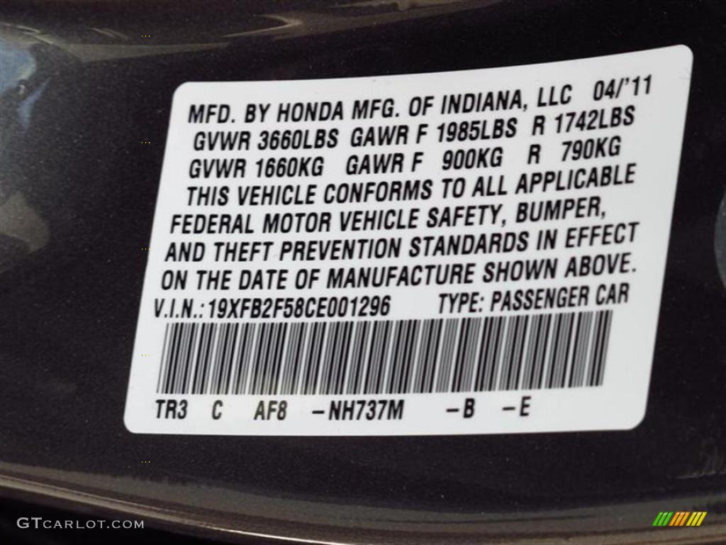 2012 Civic Color Code NH737M for Polished Metal Metallic Photo #49566607