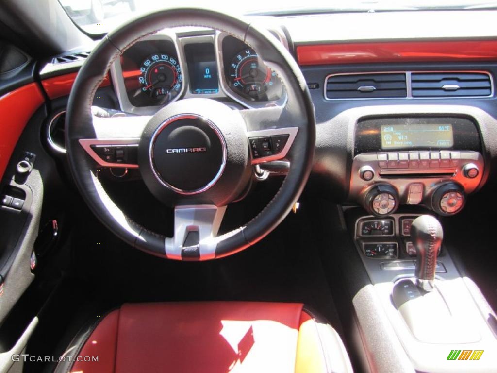 2010 Chevrolet Camaro SS/RS Coupe Black/Inferno Orange Dashboard Photo #49568146