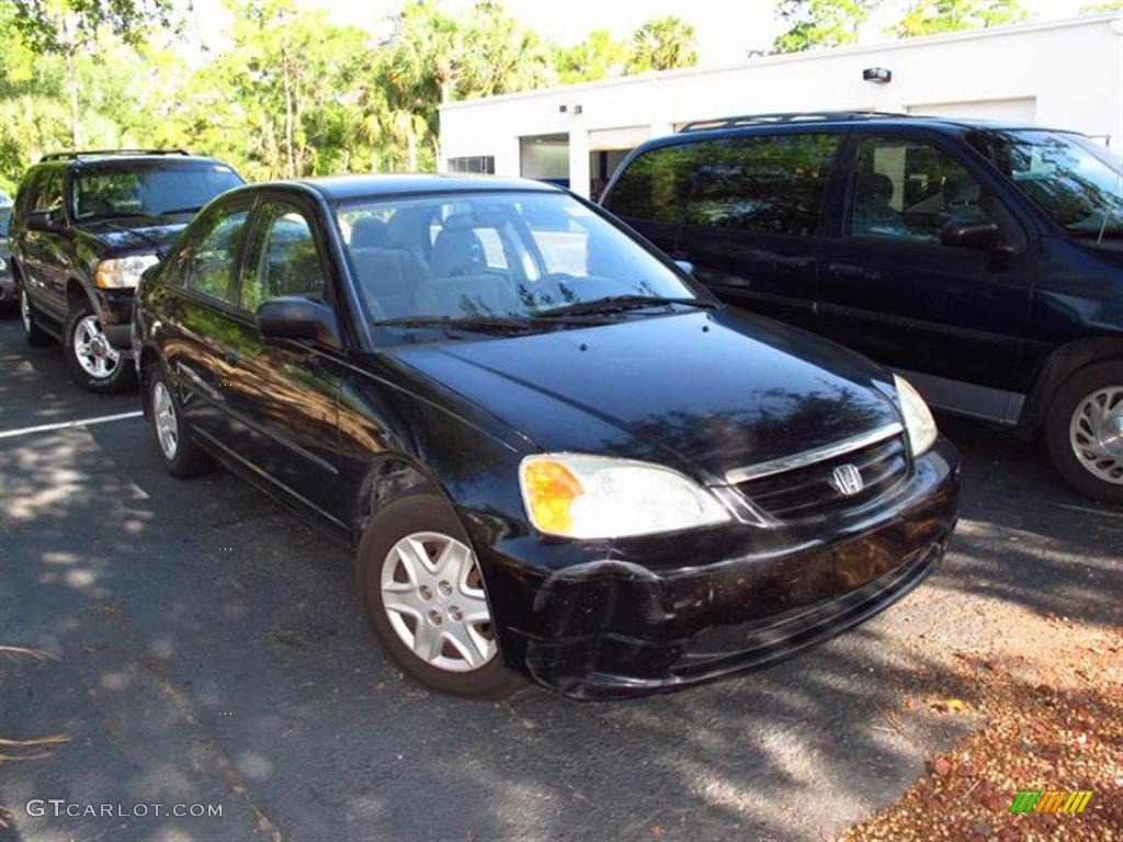 2003 Civic DX Sedan - Nighthawk Black Pearl / Gray photo #1