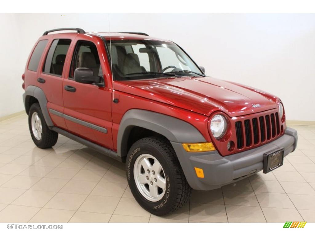 2005 Liberty Sport 4x4 - Inferno Red Crystal Pearl / Khaki photo #1