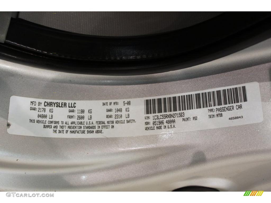 2008 Sebring Color Code PS2 for Bright Silver Metallic Photo #49573345