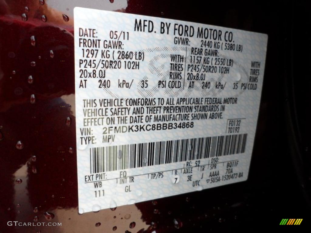 2011 Edge Color Code FQ for Bordeaux Reserve Red Metallic Photo #49577647