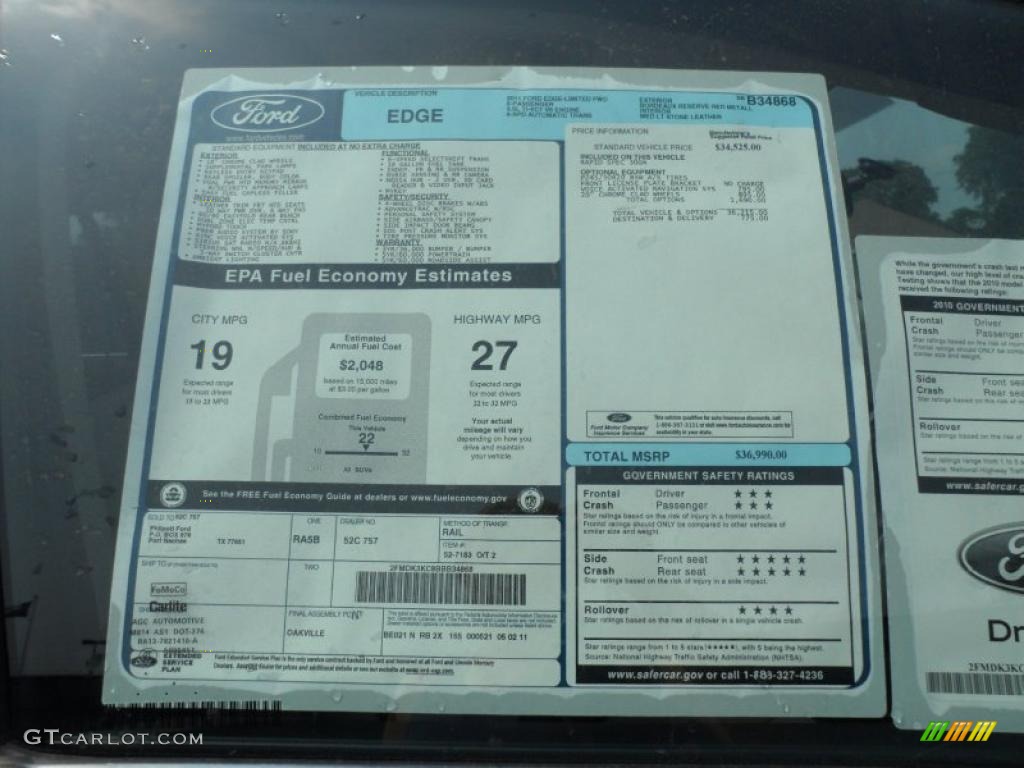 2011 Ford Edge Limited Window Sticker Photo #49577662
