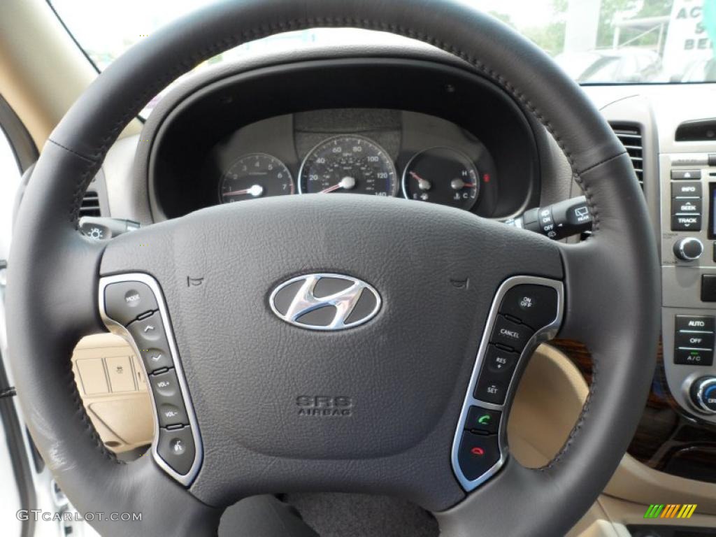 2011 Hyundai Santa Fe Limited Beige Steering Wheel Photo #49579987