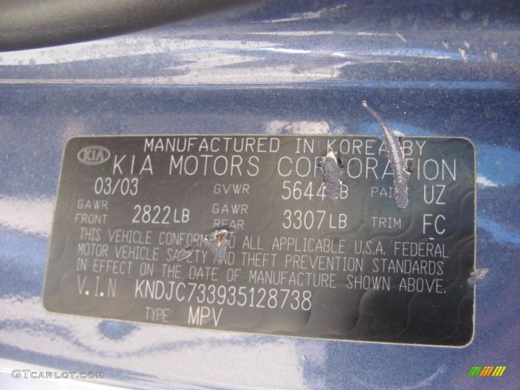 2003 Sorento EX 4WD - Spark Blue Metallic / Beige photo #14