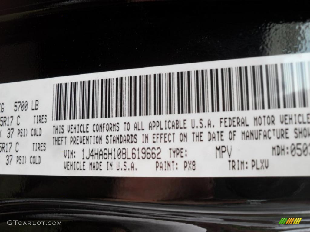 2011 Wrangler Unlimited Color Code PX8 for Black Photo #49584469