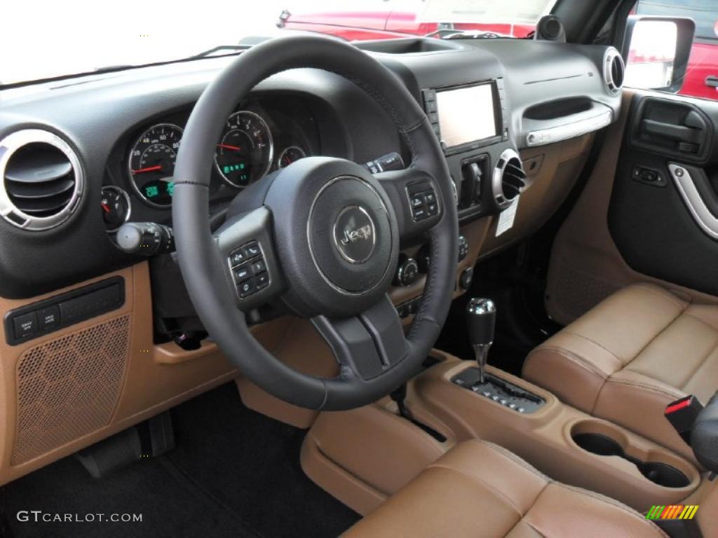 Black/Dark Saddle Interior 2011 Jeep Wrangler Unlimited Rubicon 4x4 Photo #49584802