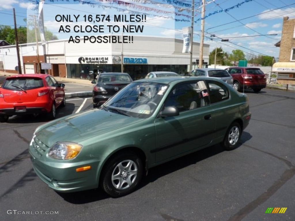 2003 Accent GL Coupe - Quartz Green Metallic / Gray photo #1