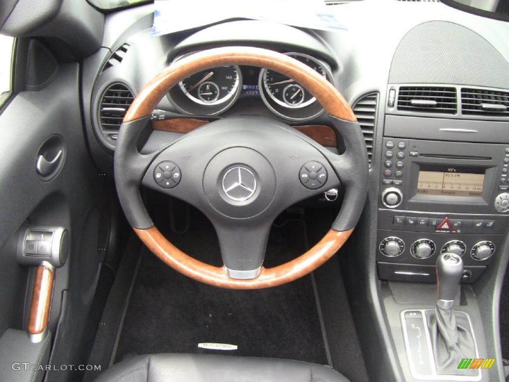 2009 Mercedes-Benz SLK 300 Roadster Black Steering Wheel Photo #49587688
