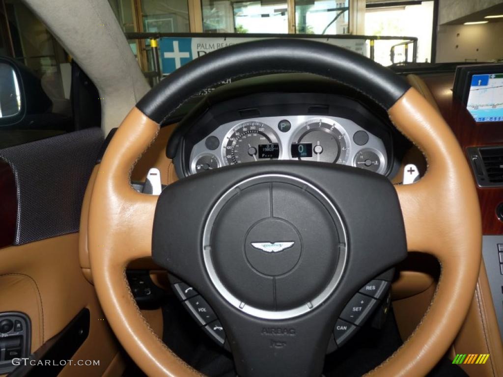 2008 Aston Martin DB9 Volante Sahara Tan Steering Wheel Photo #49588678