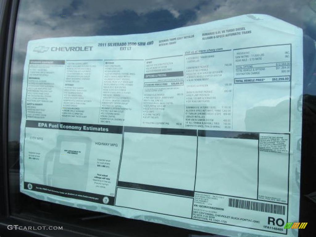 2011 Chevrolet Silverado 3500HD LT Extended Cab 4x4 Window Sticker Photos