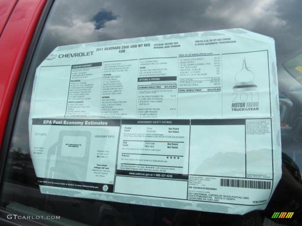 2011 Chevrolet Silverado 2500HD Regular Cab 4x4 Window Sticker Photo #49590985