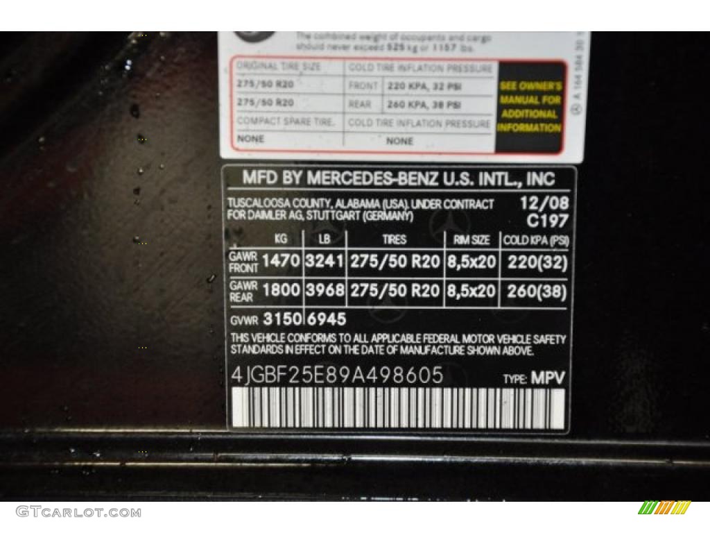 2009 GL Color Code 197 for Obsidian Black Metallic Photo #49591576