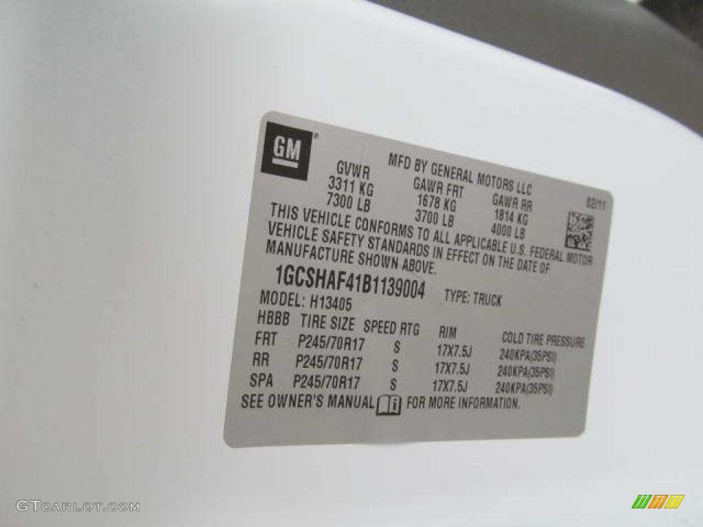 2011 Chevrolet Express 1500 AWD Cargo Van Info Tag Photo #49592002