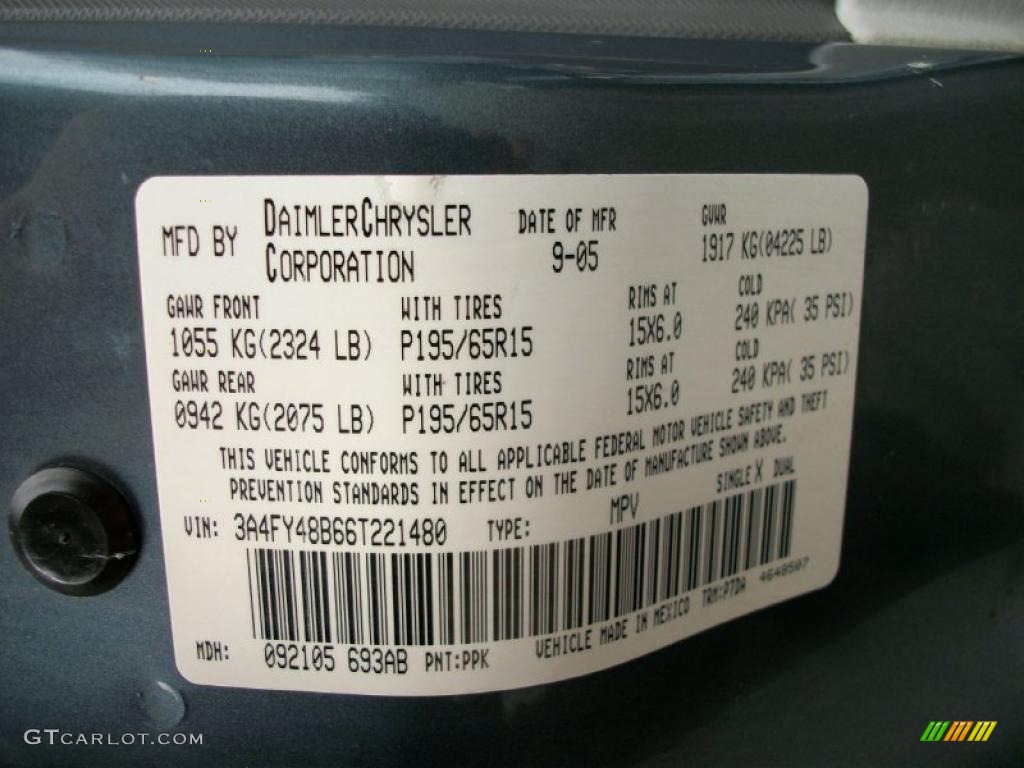 2006 PT Cruiser Color Code PPK for Magnesium Green Pearl Photo #49592077