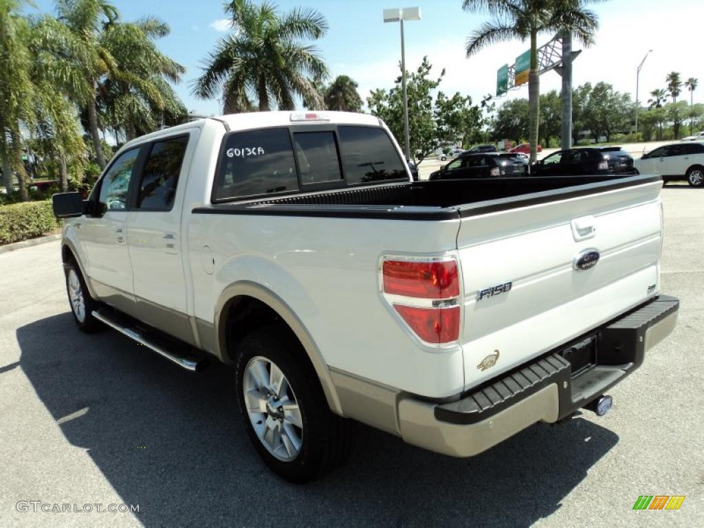 2010 F150 Lariat SuperCrew - White Platinum Metallic Tri Coat / Tan photo #10