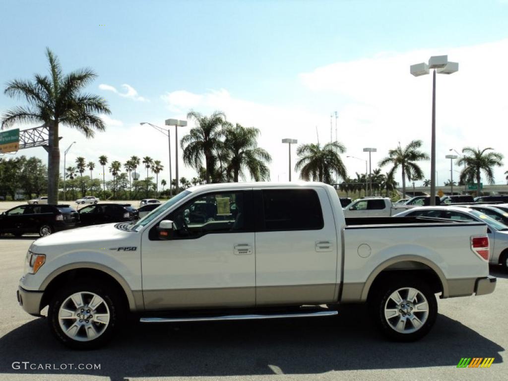 2010 F150 Lariat SuperCrew - White Platinum Metallic Tri Coat / Tan photo #11