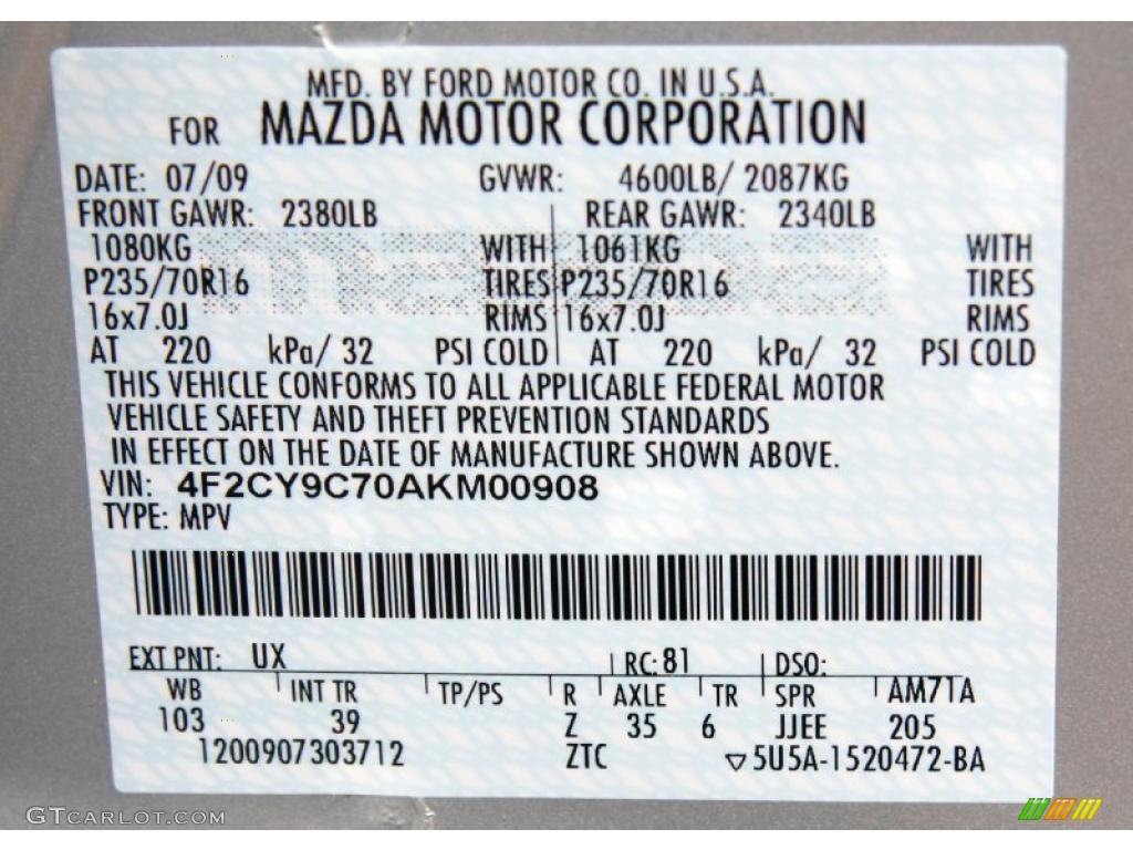 2010 Mazda Tribute i Sport AWD Controls Photo #49601776