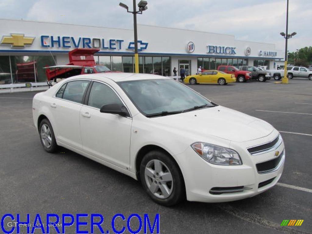2008 Malibu LS Sedan - White / Titanium Gray photo #1