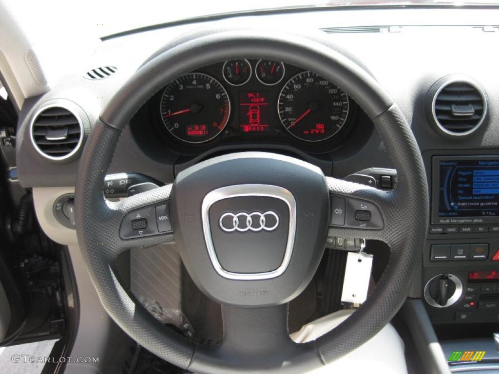 2007 Audi A3 2.0T Light Grey Steering Wheel Photo #49605589