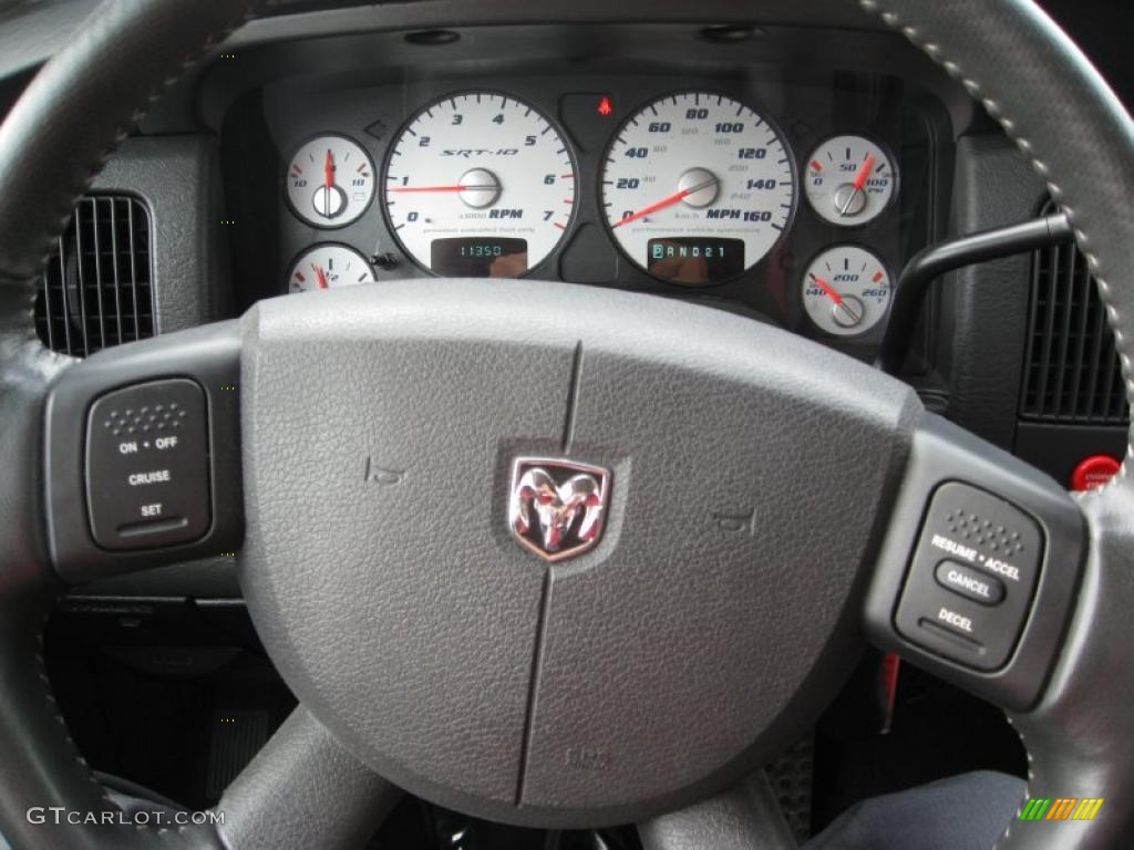 2005 Dodge Ram 1500 SRT-10 Quad Cab Dark Slate Gray Steering Wheel Photo #49614271