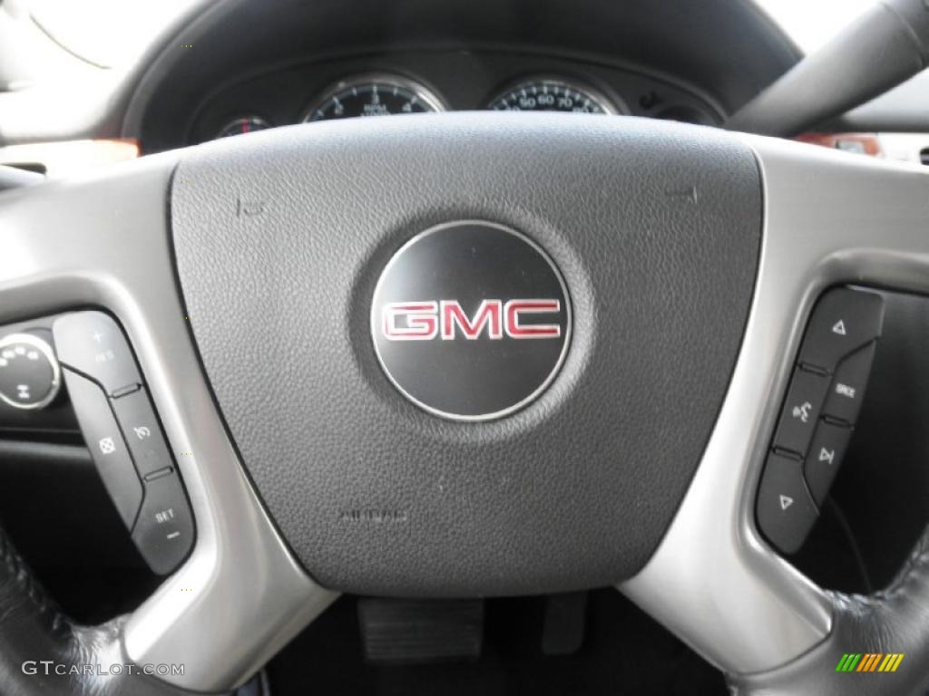 2008 GMC Sierra 1500 SLT Crew Cab 4x4 Ebony Steering Wheel Photo #49617961