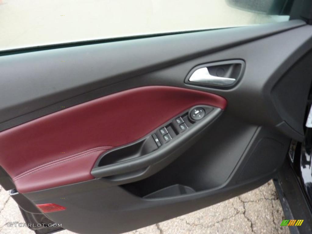 2012 Ford Focus Titanium 5-Door Tuscany Red Leather Door Panel Photo #49619308