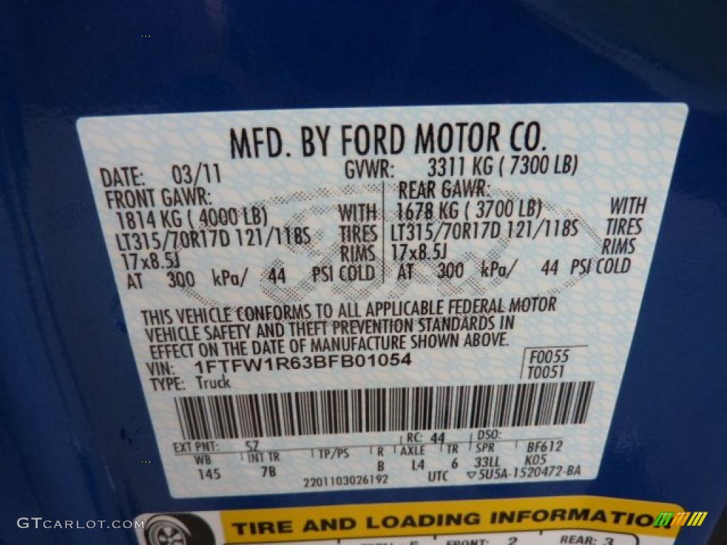 2011 F150 Color Code SZ for Blue Flame Metallic Photo #49620235