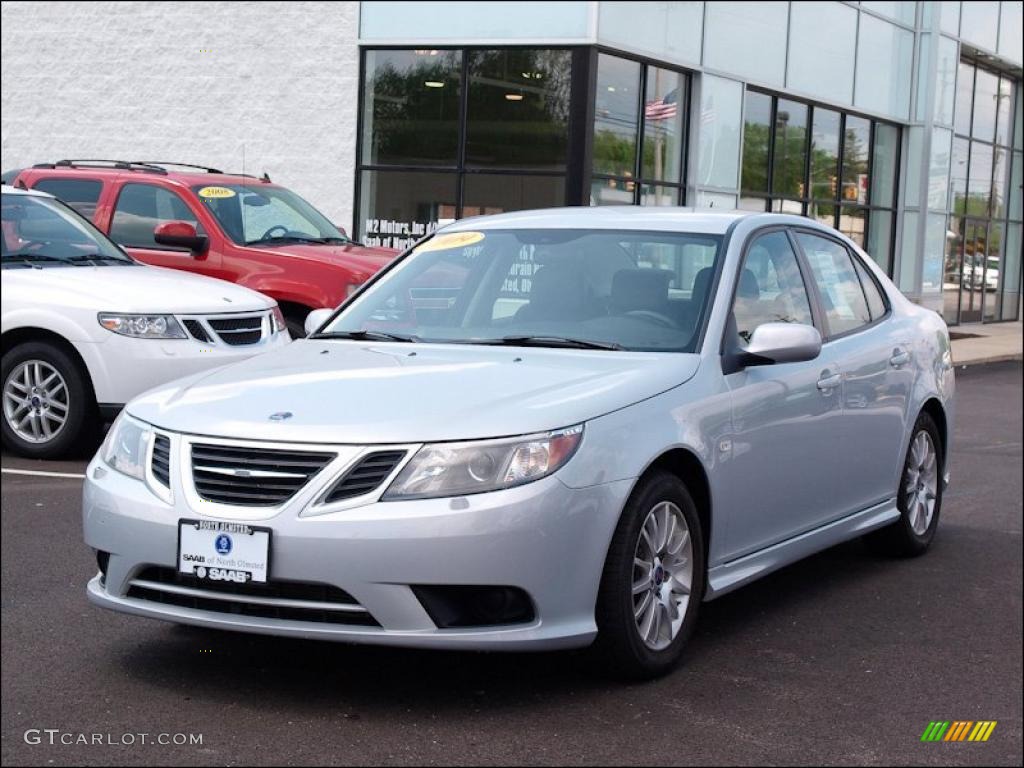 Snow Silver Metallic 2009 Saab 9-3 2.0T Sport Sedan Exterior Photo #49622076