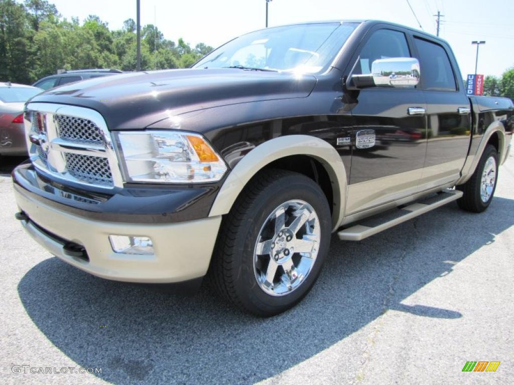 2011 Ram 1500 Laramie Longhorn Crew Cab - Rugged Brown Pearl / Light Pebble Beige/Bark Brown photo #3