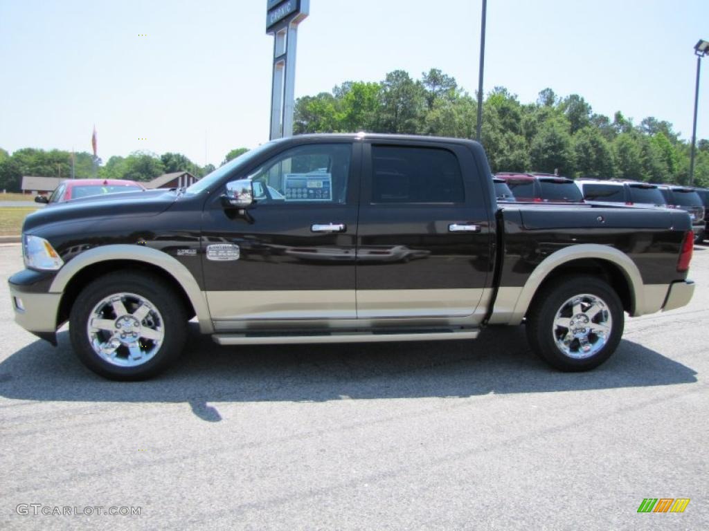 2011 Ram 1500 Laramie Longhorn Crew Cab - Rugged Brown Pearl / Light Pebble Beige/Bark Brown photo #4