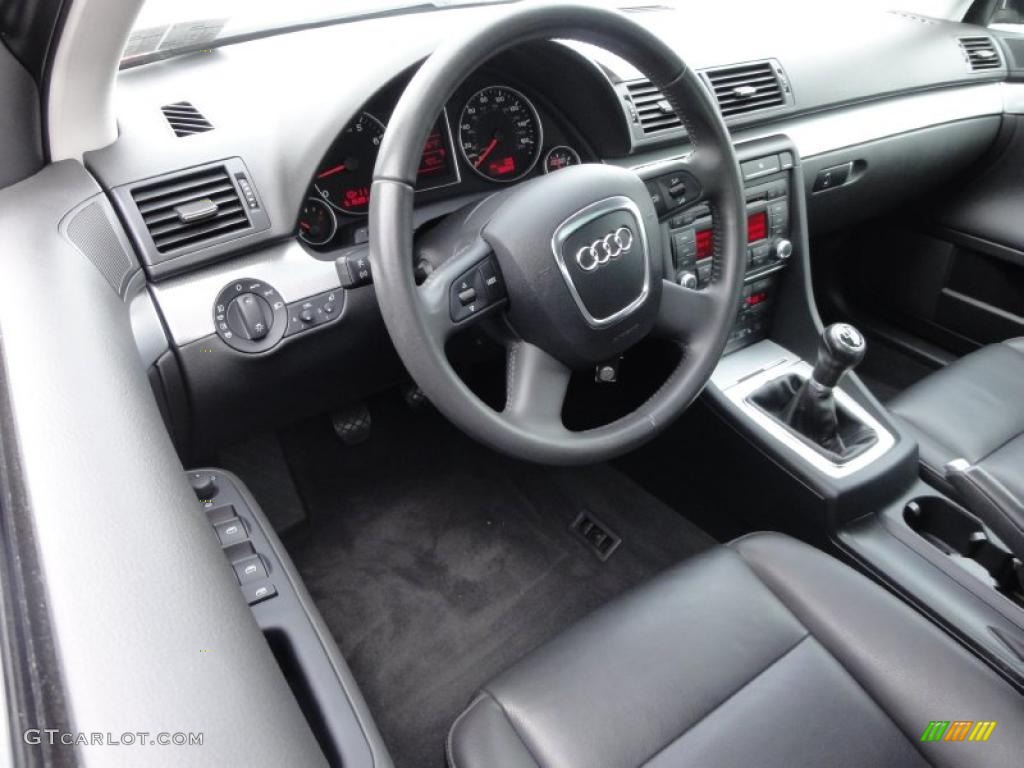 2008 Audi A4 2.0T quattro S-Line Sedan Black Steering Wheel Photo #49627195