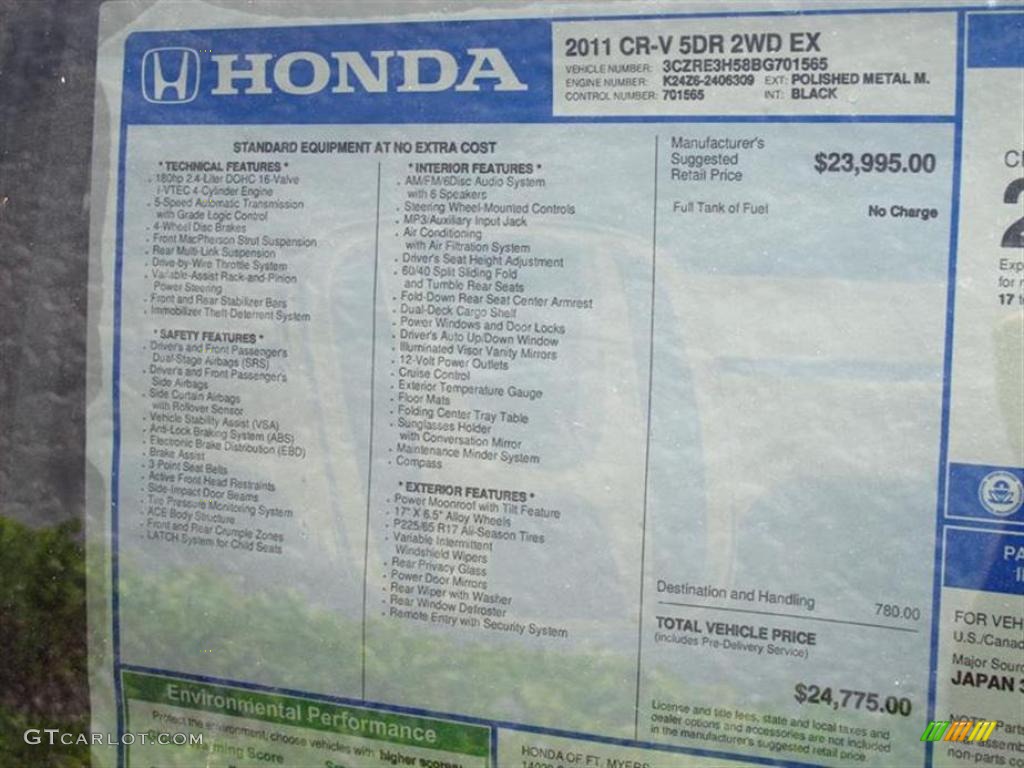 2011 Honda CR-V EX Window Sticker Photo #49628947