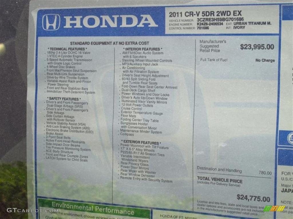 2011 Honda CR-V EX Window Sticker Photo #49628977