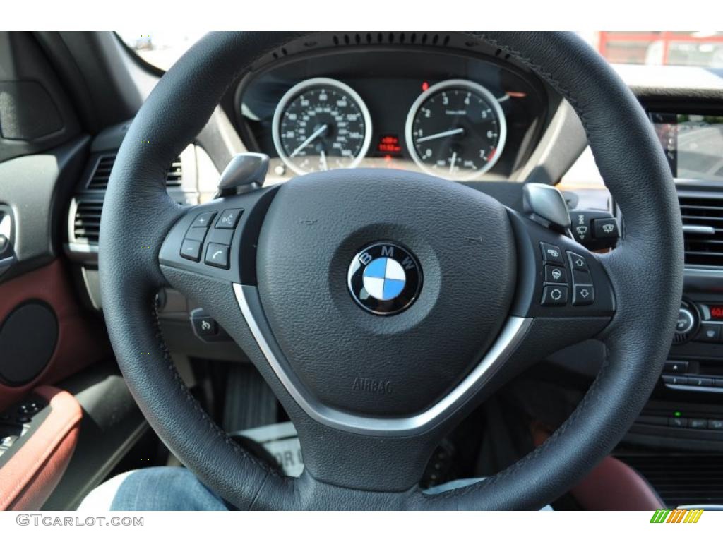 2011 BMW X6 xDrive50i Chateau Red Steering Wheel Photo #49630745