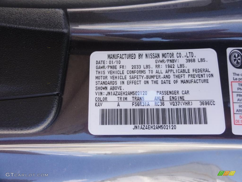 2010 370Z Color Code KAV for 40th Anniversary Graphite Photo #49633532