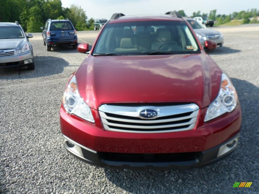 2011 Outback 2.5i Premium Wagon - Ruby Red Pearl / Warm Ivory photo #2