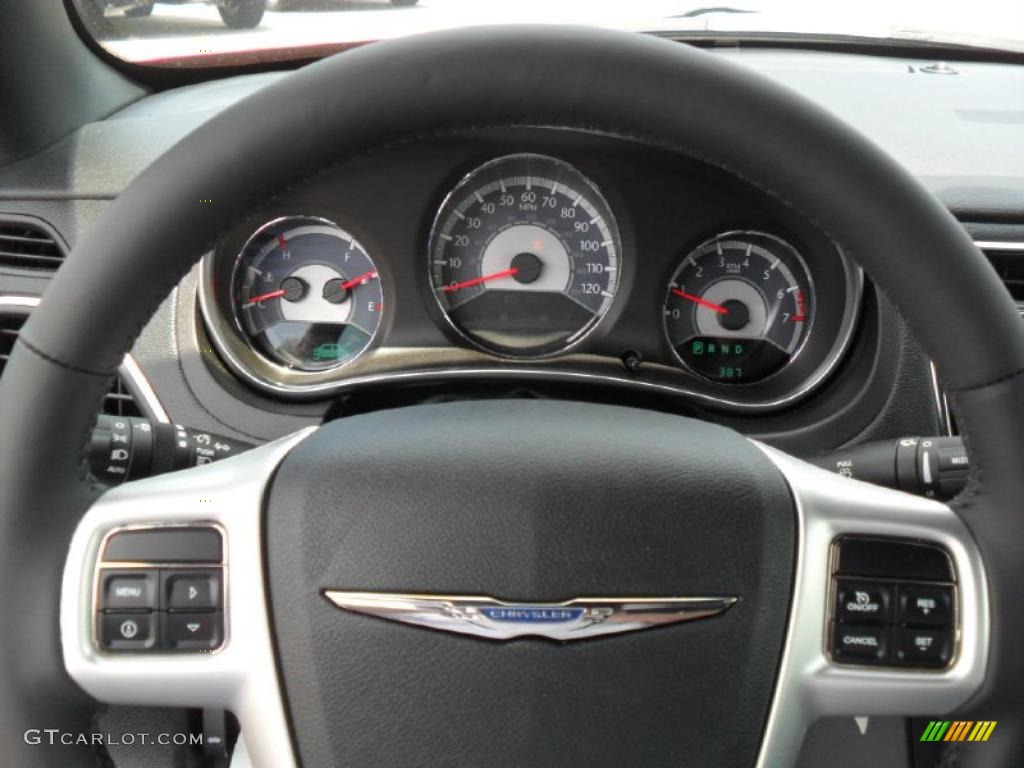 2011 Chrysler 200 Touring Convertible Black Steering Wheel Photo #49653123